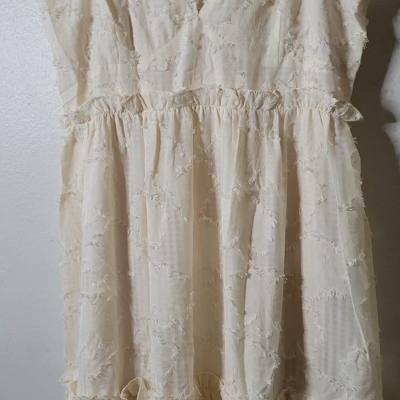 LENA Floral Jacquard Tiered Maxi Dress Ruffle Trim Sweetheart Empire Waist Sz M - Picture 4 of 10